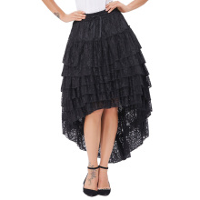 Belle Poque Ladies High-Low hemline design Black Amelia Steampunk Ruffled lace Cake Skirt Popular Skirt BP000221-2